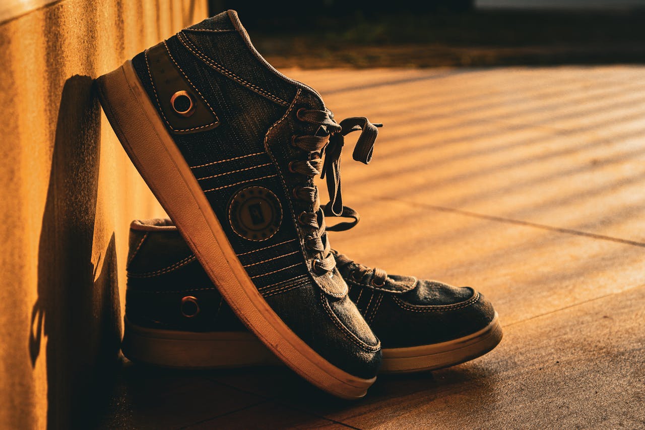 The Art of Drawing Readers In: Your attractive post title goes here Stylish sneakers basking in the warm glow of golden hour sunlight.